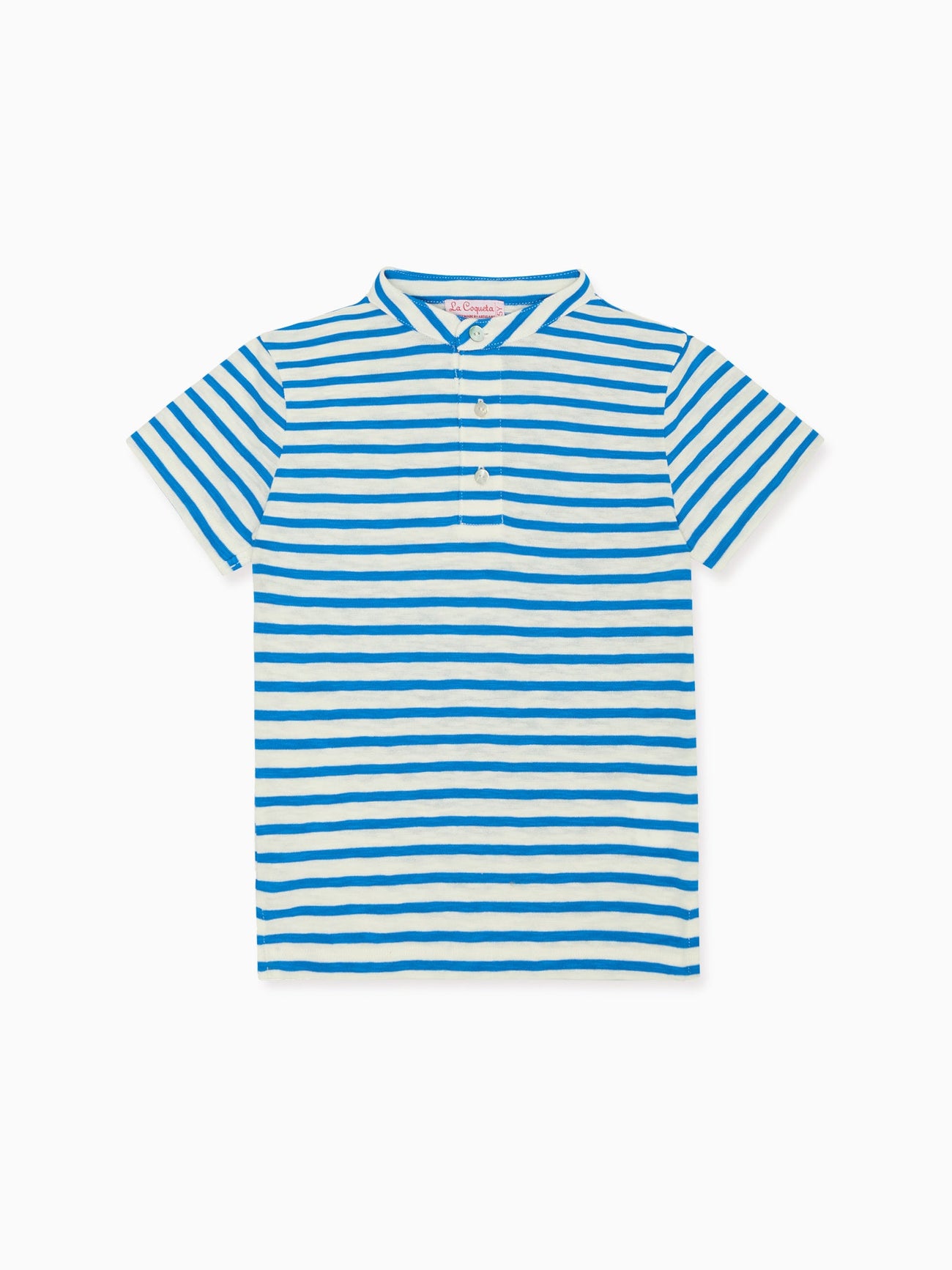 Capri Blue Stripe Alcon Boy Cotton Polo Shirt