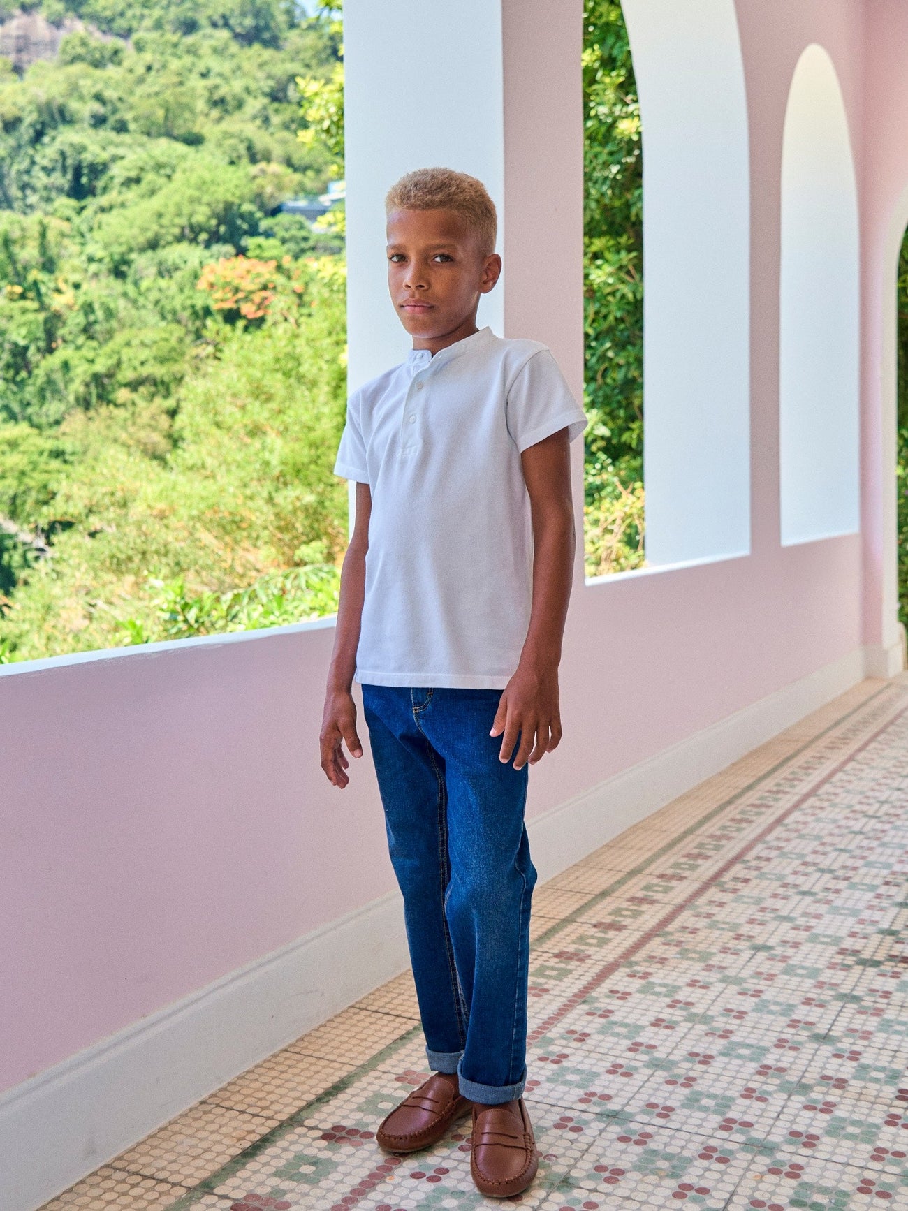 White Alcon Boy Polo Shirt