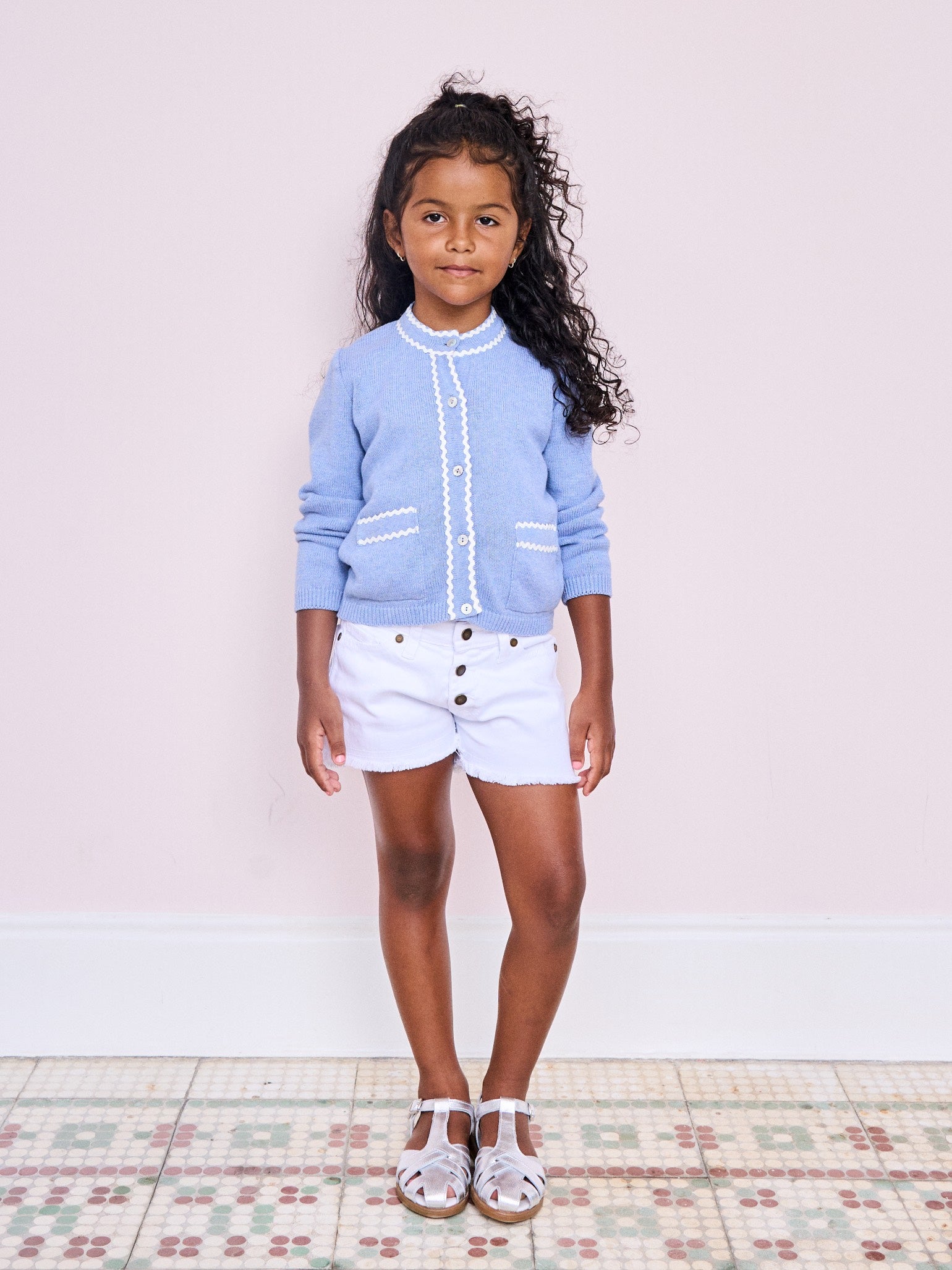 White Fleca Cotton Girl Shorts
