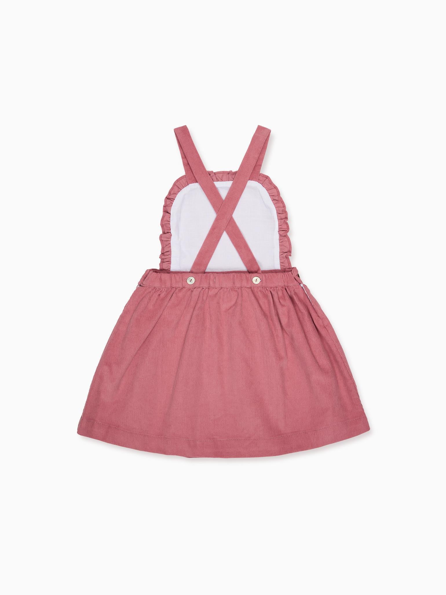 Dark Pink Alexa Corduroy Girl Pinafore Skirt