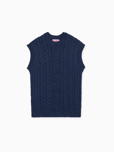 Blue sleeveless jumper sale