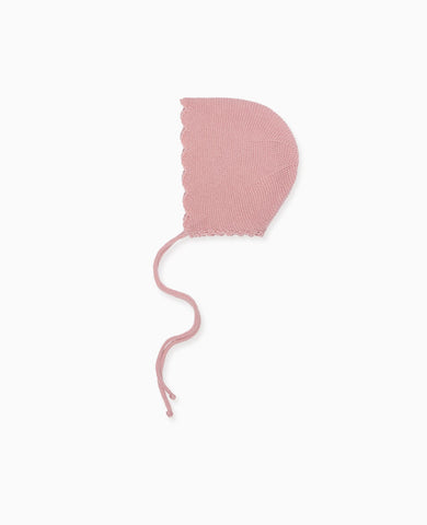 Dusty Pink Amalia Merino Baby Girl Knitted Bonnet