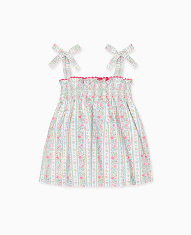 Fuchsia Pink Floral Stripe Ana Girl Top