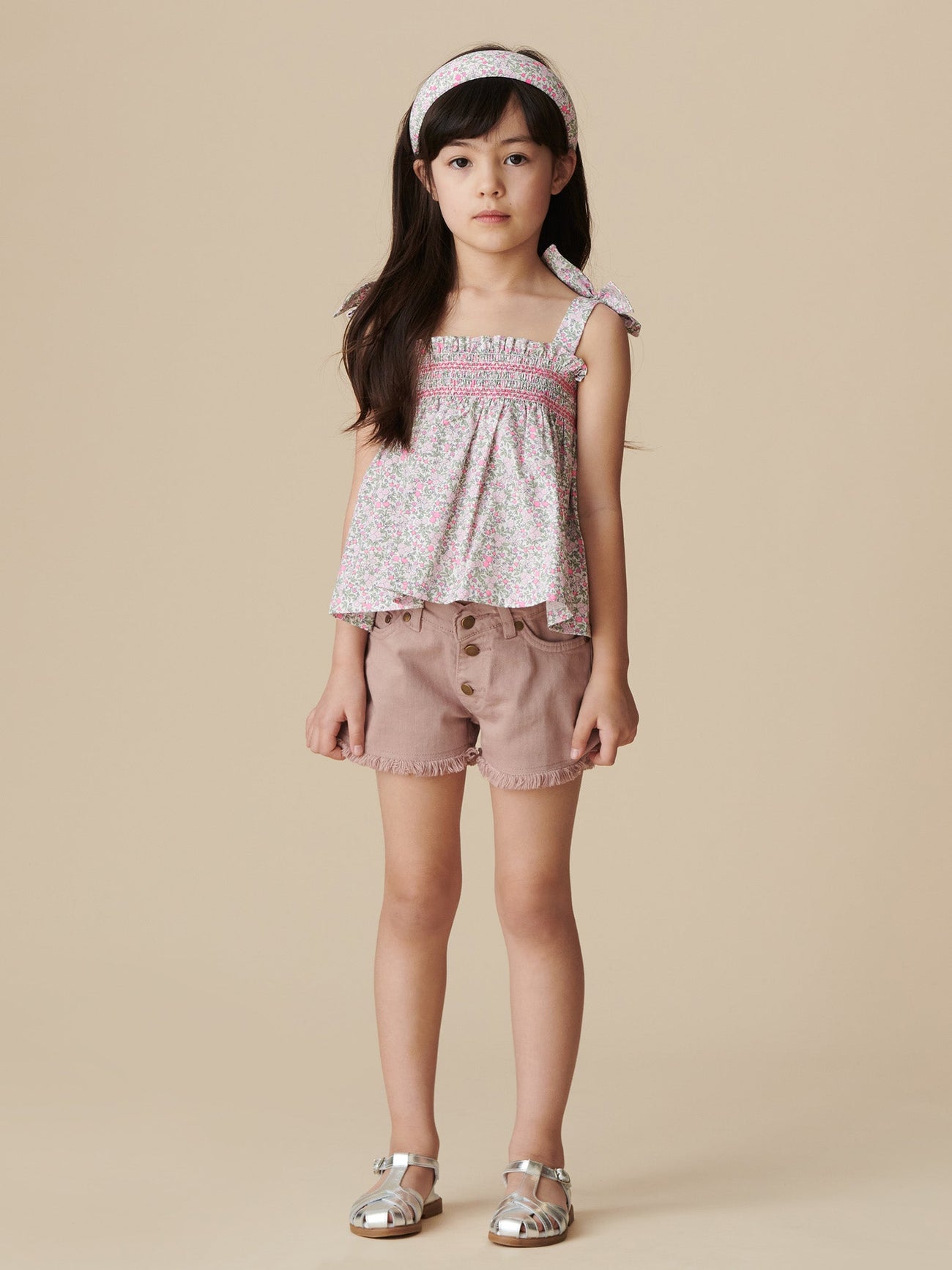 Dusty Pink Fleca Cotton Girl Shorts