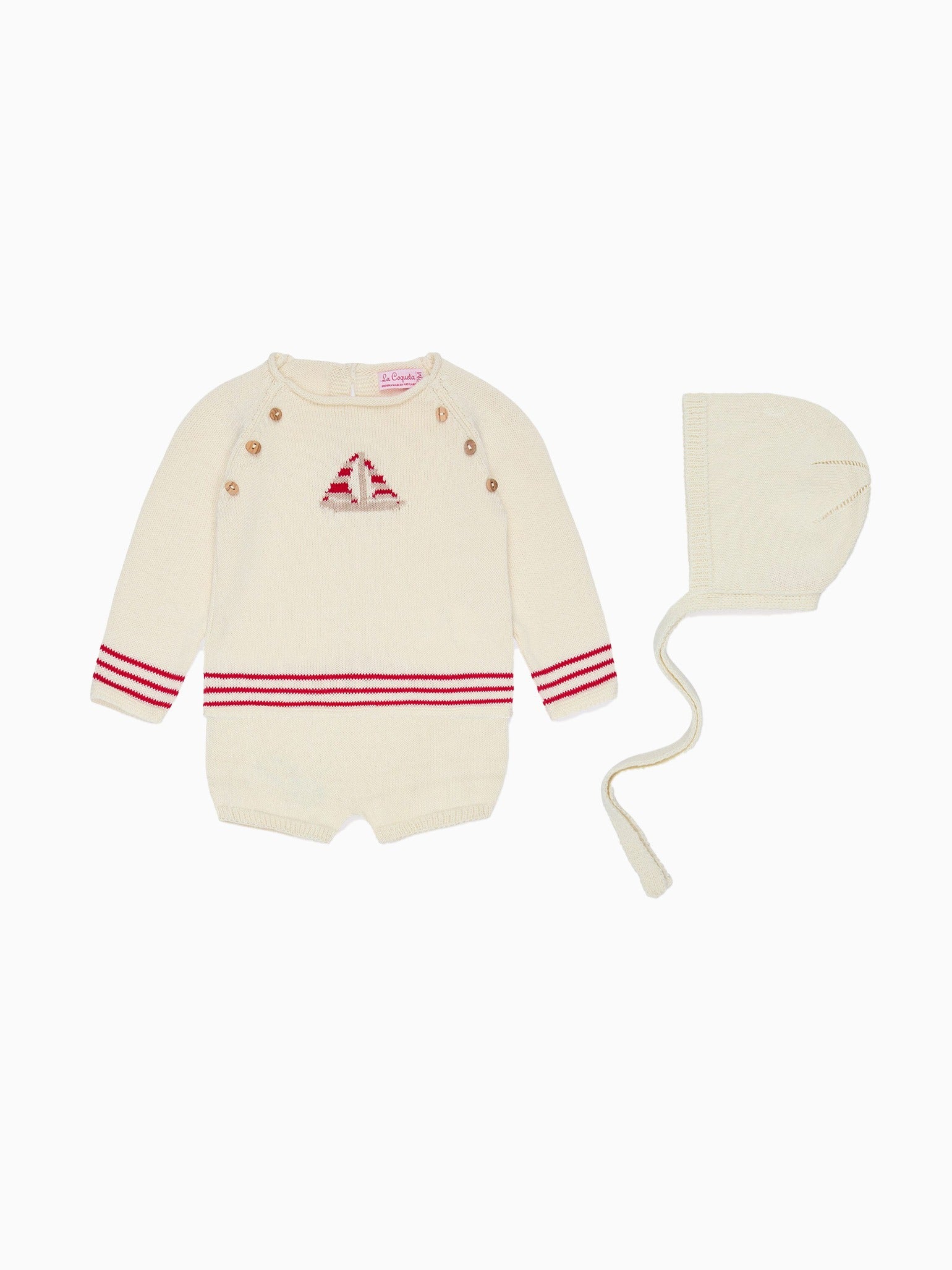 Red Stripe Ancla Cotton Baby Knitted Gift Box Set