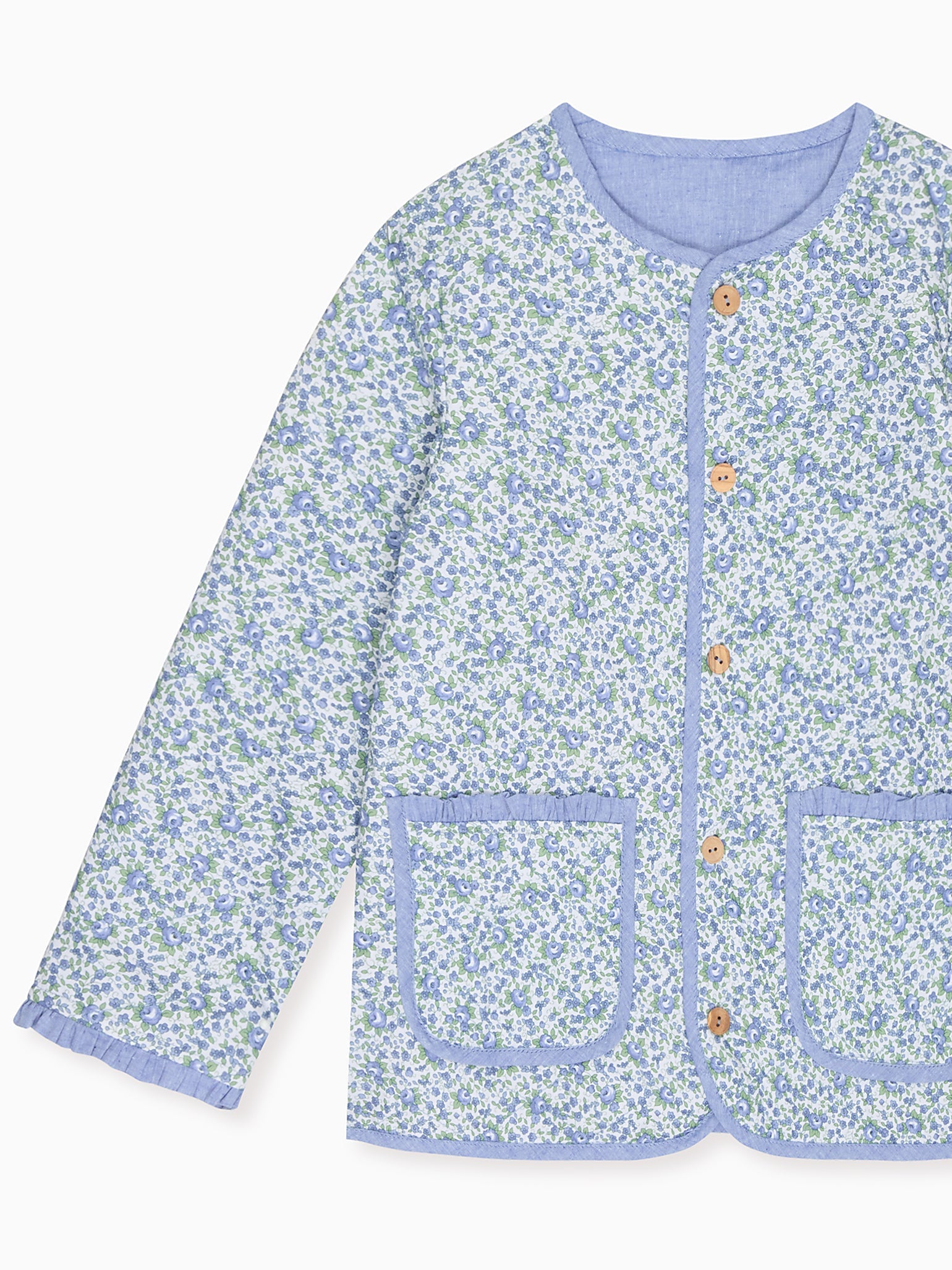 Blue Floral Reversible Anneliese Girl Jacket