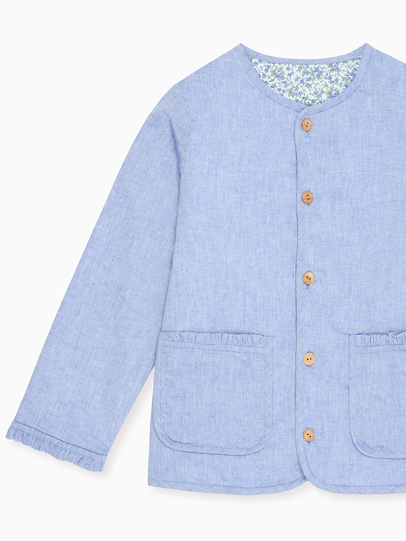 Blue Floral Reversible Anneliese Girl Jacket
