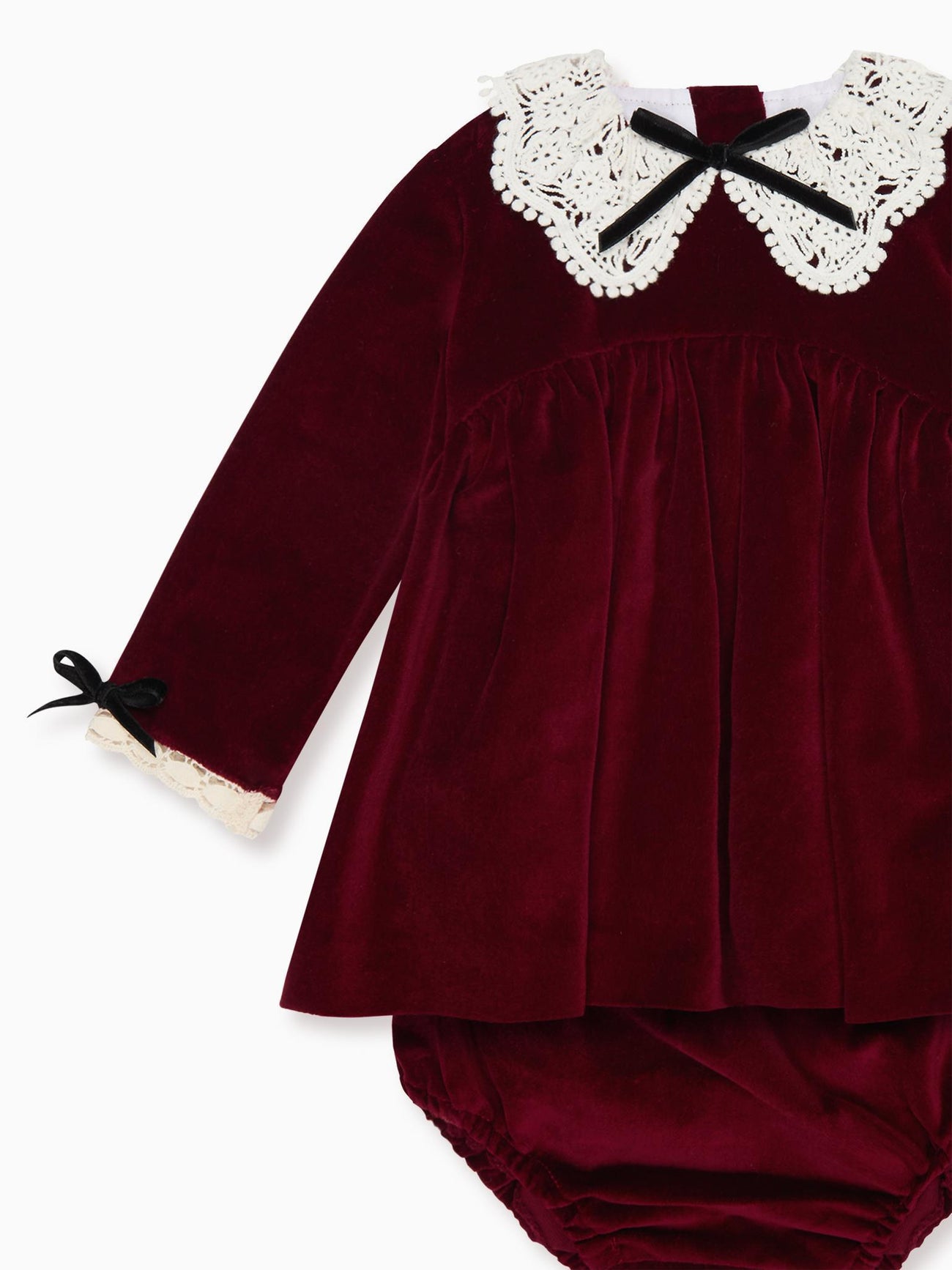 Burgundy Antonella Velvet Baby Girl Set