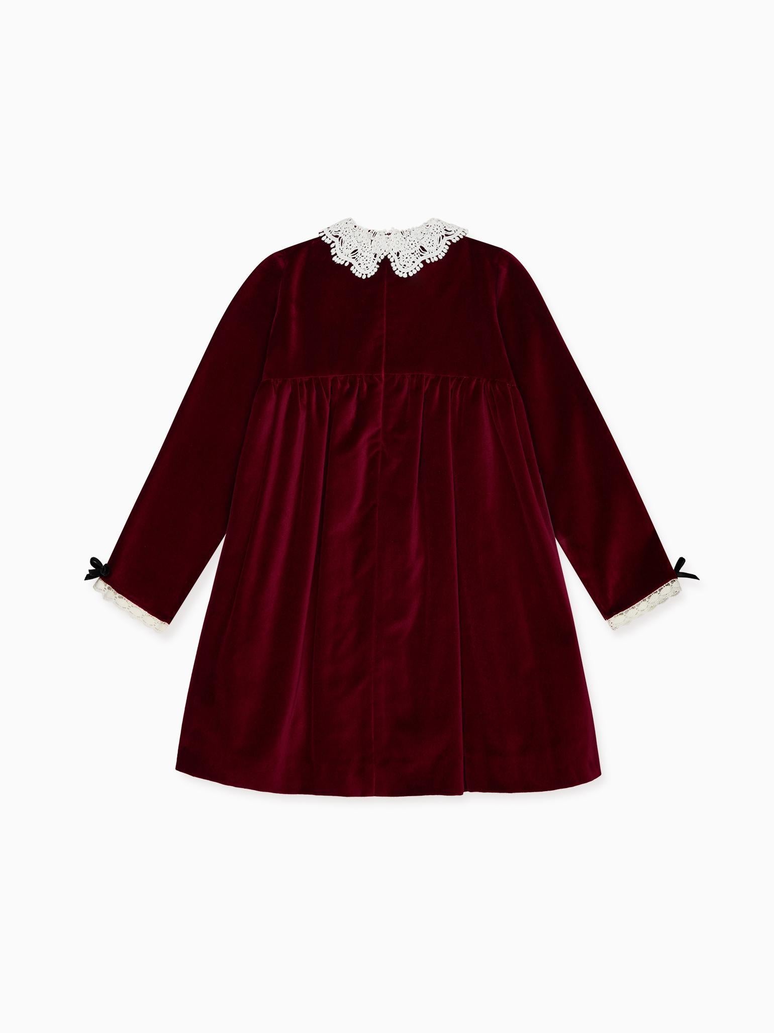 Burgundy Antonella Velvet Girl Empire Dress