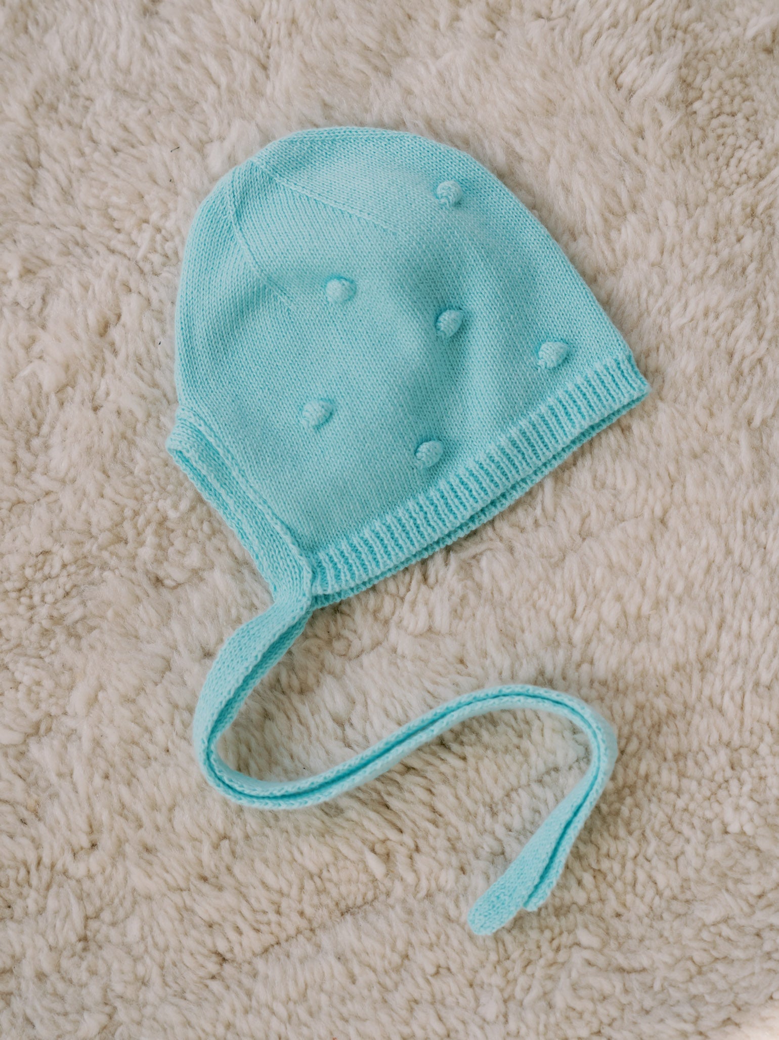 Aqua Mora Cotton Knitted Baby Bonnet