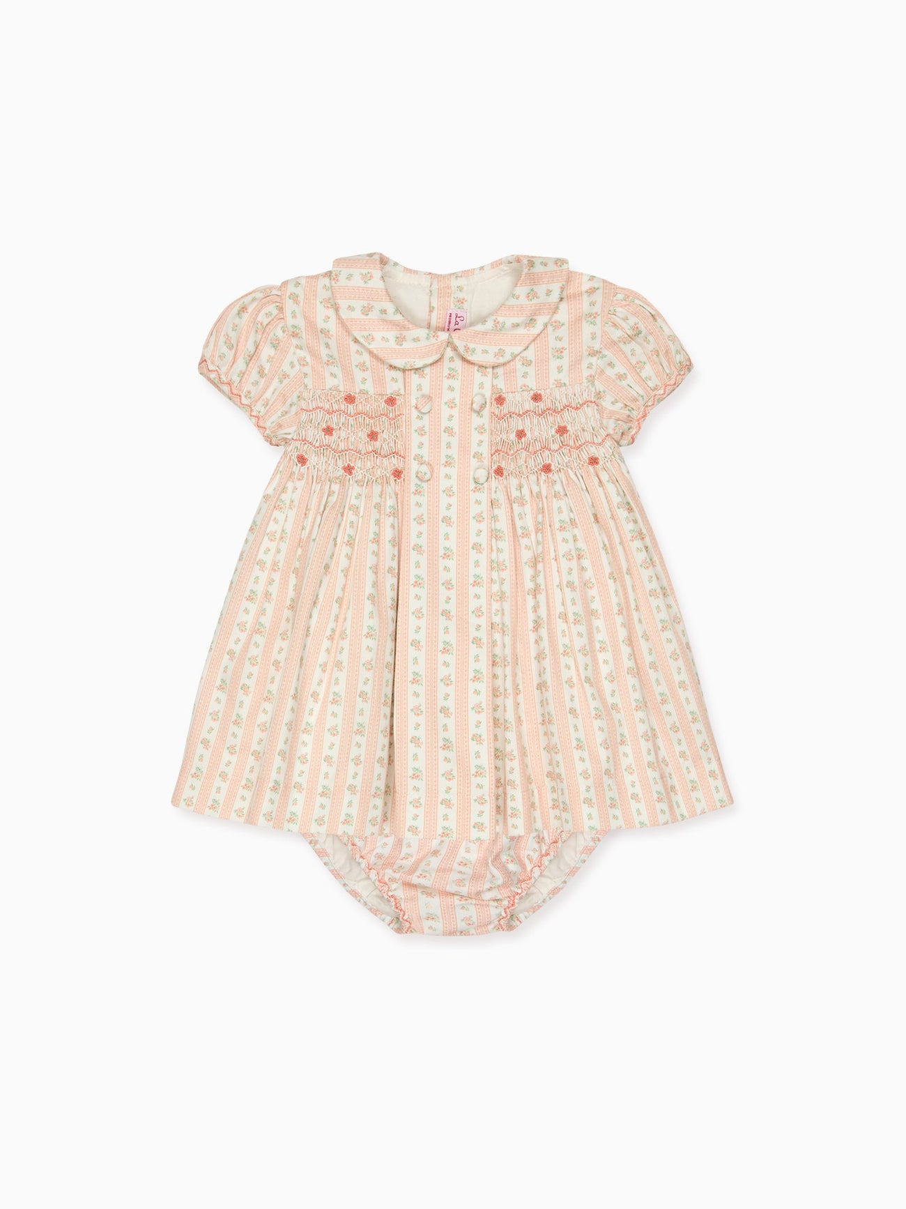 Pink Floral Stripe Arcadia Baby Girl Hand-Smocked Set