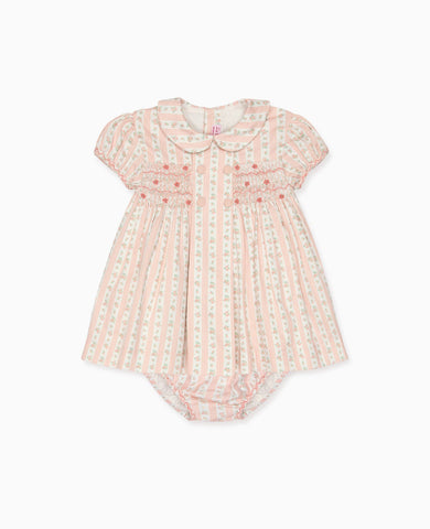 Pink Floral Stripe Arcadia Baby Girl Hand-Smocked Set