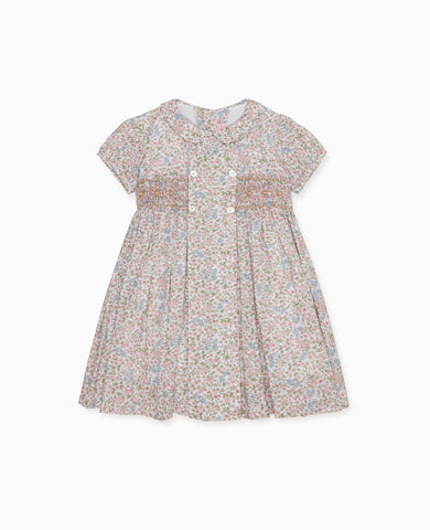 Pink Floral Arcadia Girl Hand-Smocked Dress