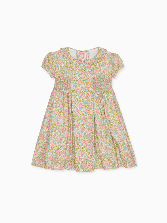 Pink Floral Arcadia Girl Made With Liberty Fabric Hand-Smocked Dress