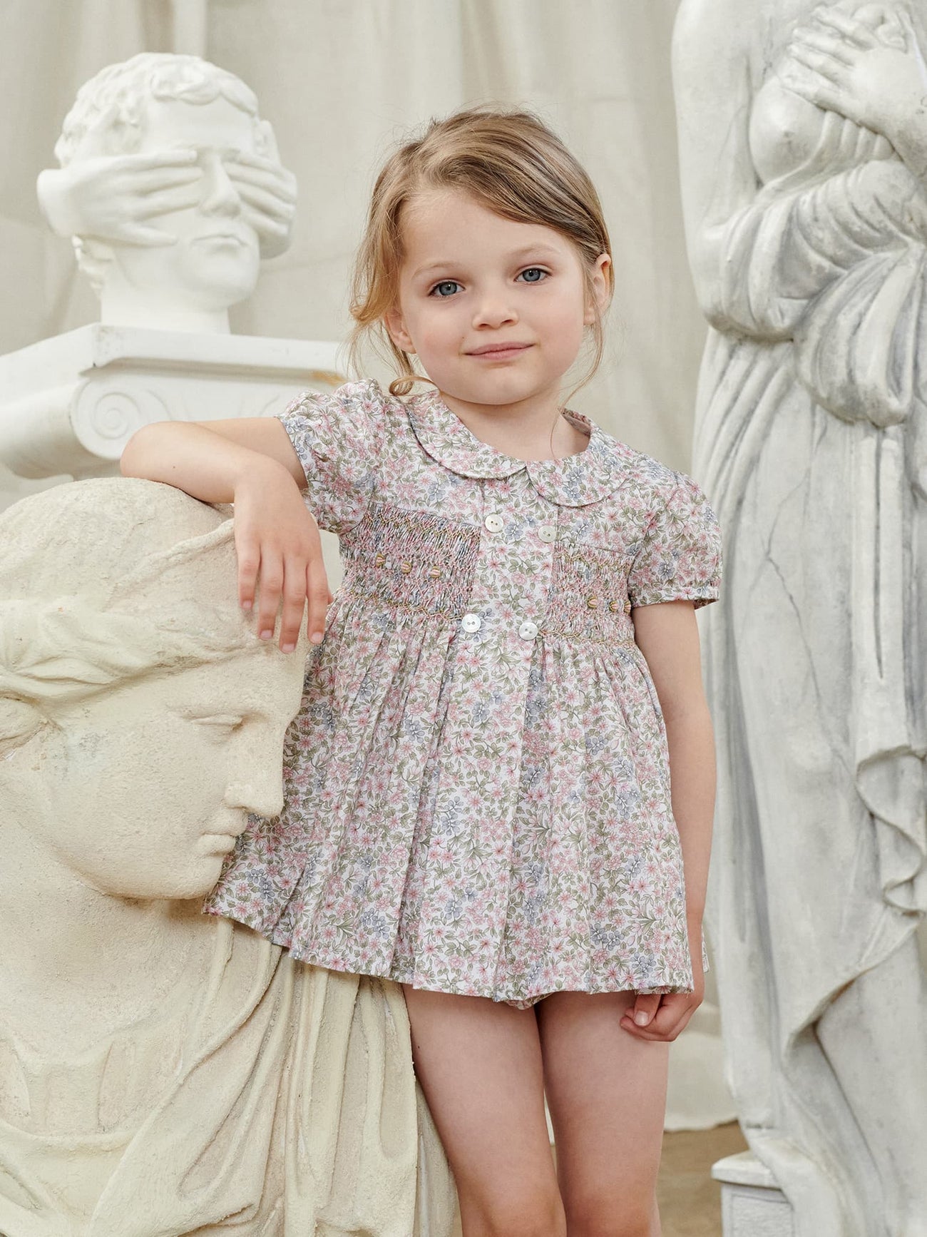 Pink Floral Arcadia Baby Girl Hand Smock Set