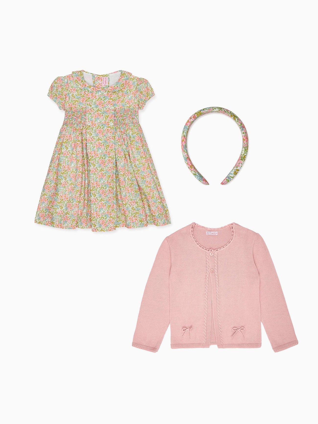 Arcadia Girl Dress, Arcona Girl Cardigan & Girl Wide Headband Outfit Bundle