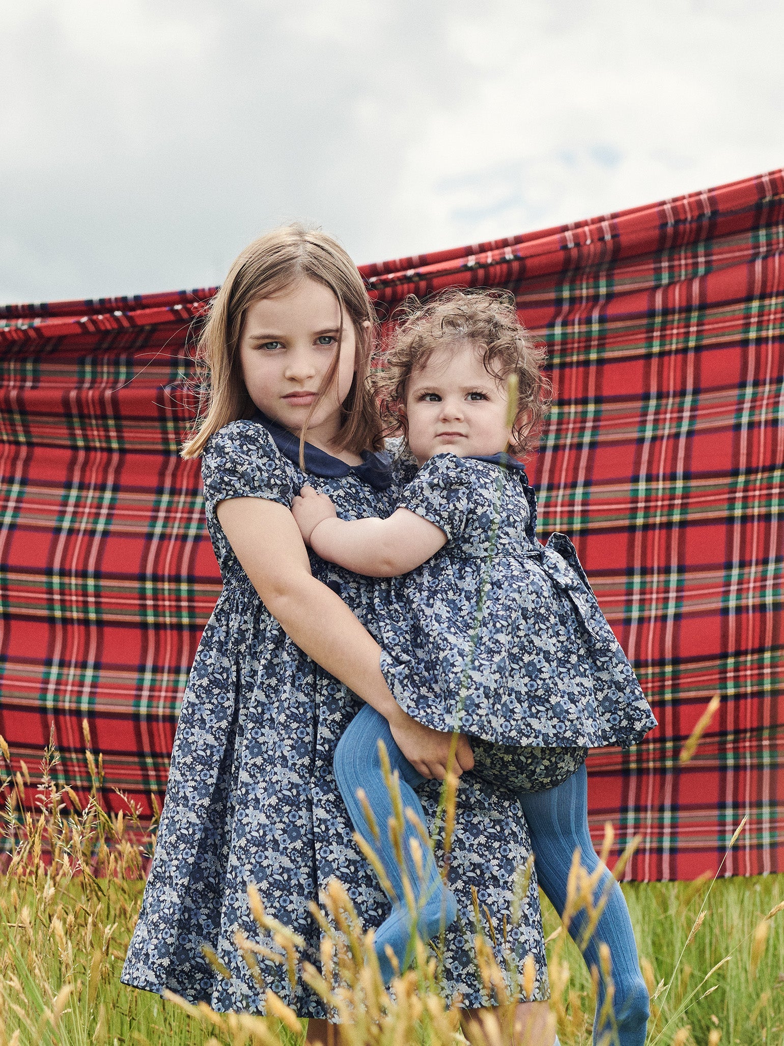 Navy Floral Arcadia Girl Hand-Smocked Dress