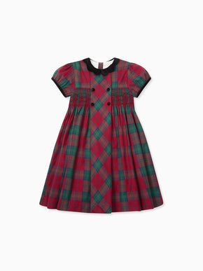 Green Tartan Arcadia Girl Hand-Smocked Dress