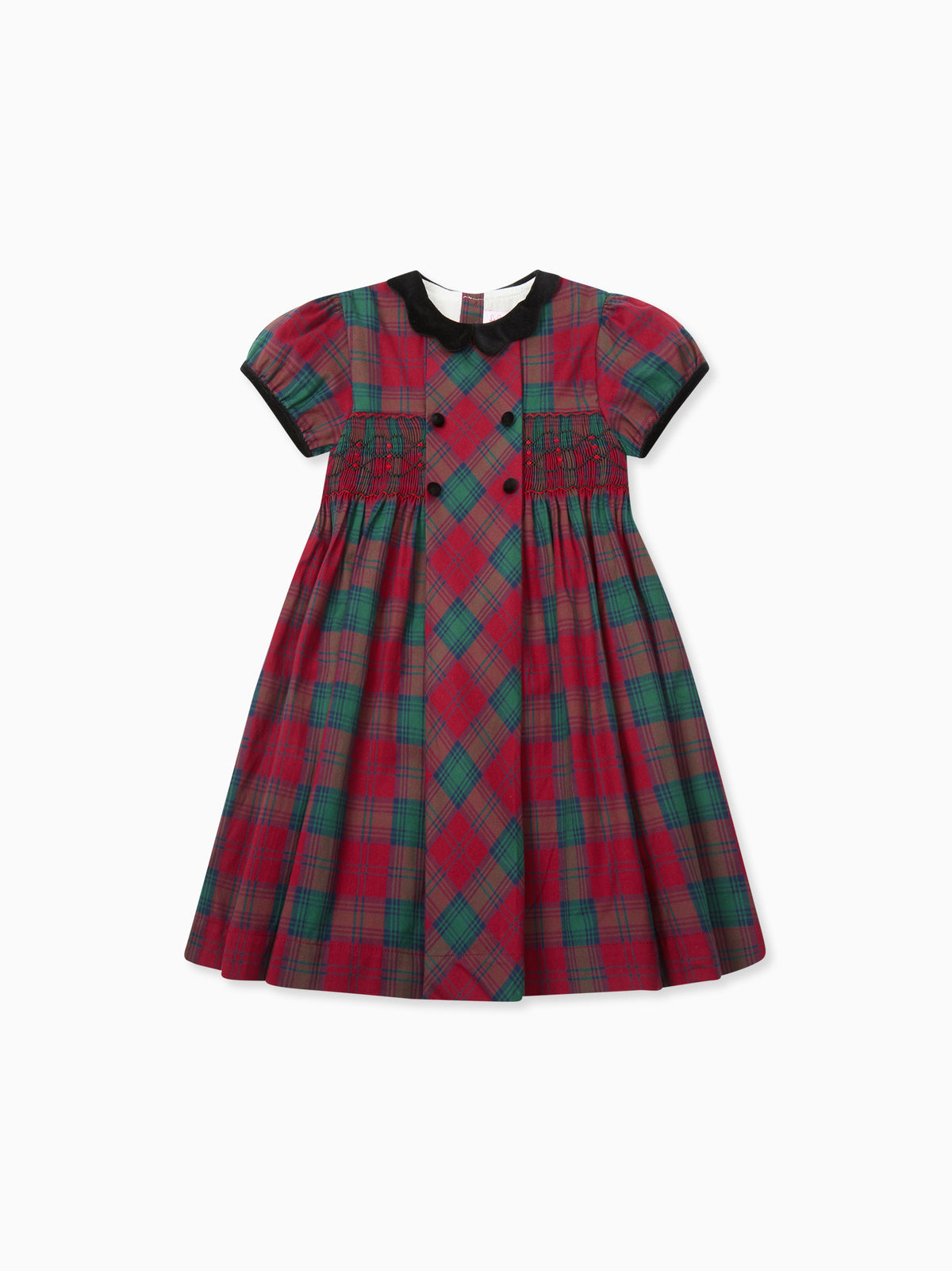 Green Tartan Arcadia Girl Hand-Smocked Dress