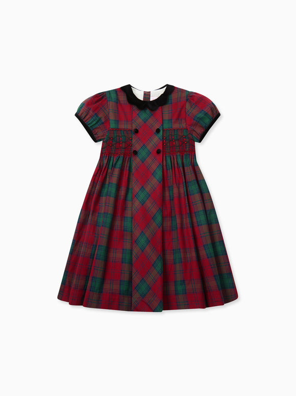 Red Tartan Arcadia Girl Hand-Smocked Dress