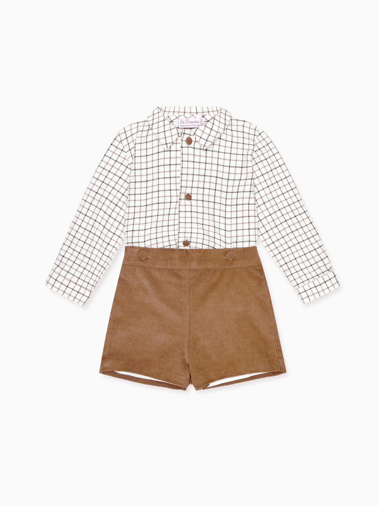 Caramel Check Arlo Baby Boy Set
