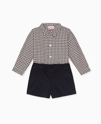 Burgundy Check Arlo Corduroy Baby Boy Set