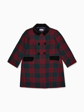 Burgundy Check Arrieta Girl Coat