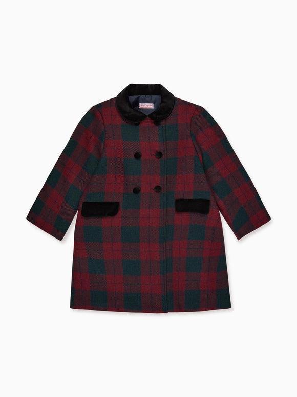 Burgundy Check Arrieta Girl Coat