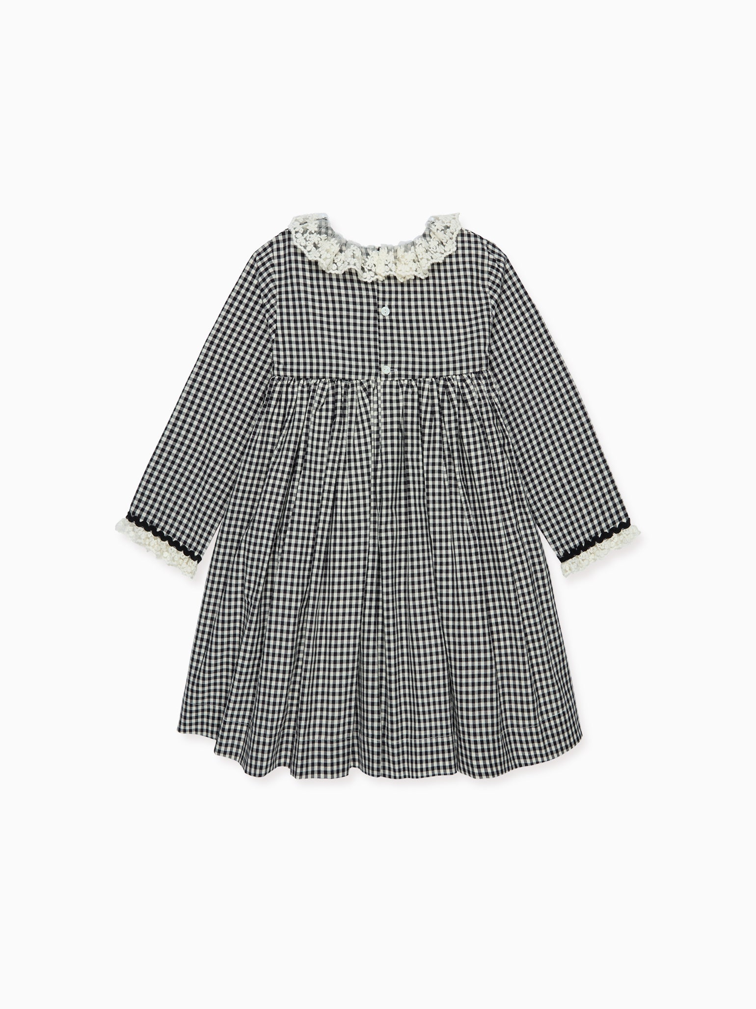 Black Gingham Aurelia Girl Empire Dress