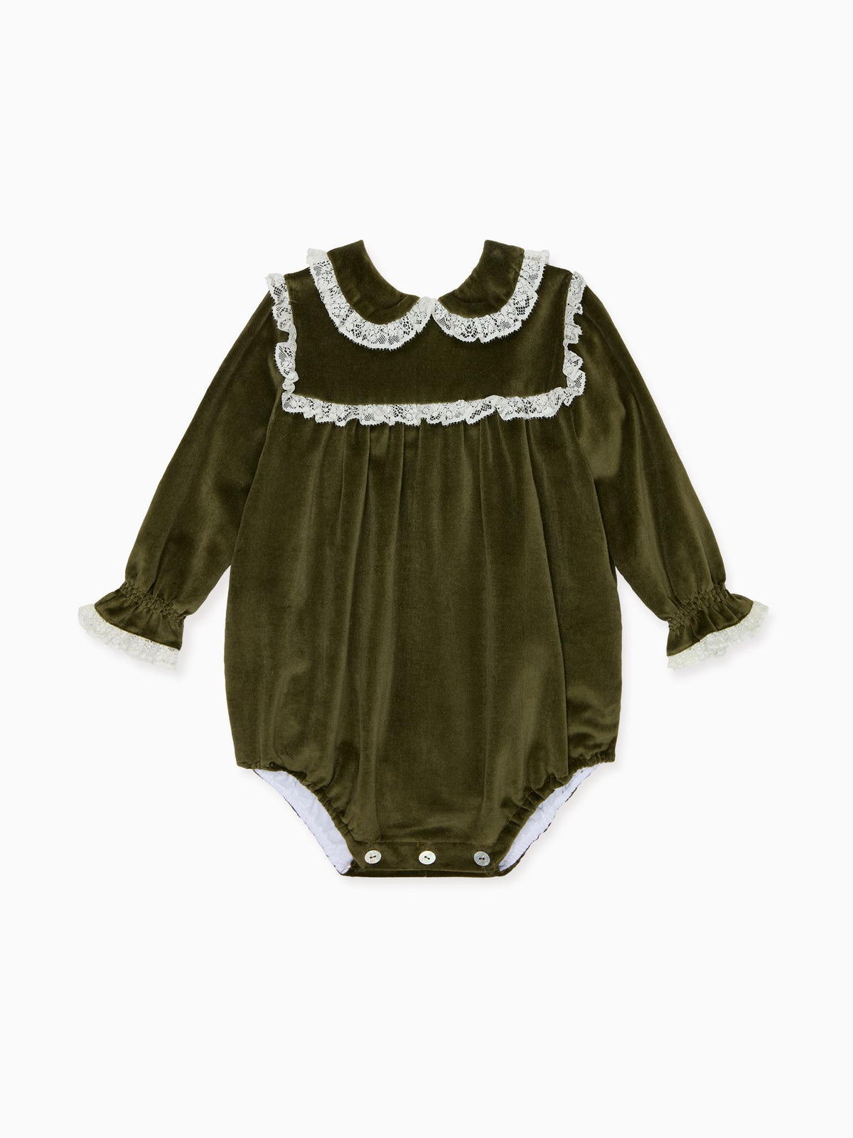 Olive Azura Velvet Baby Girl Romper