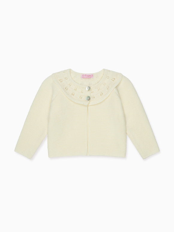 Ivory Baena Merino Baby Cardigan
