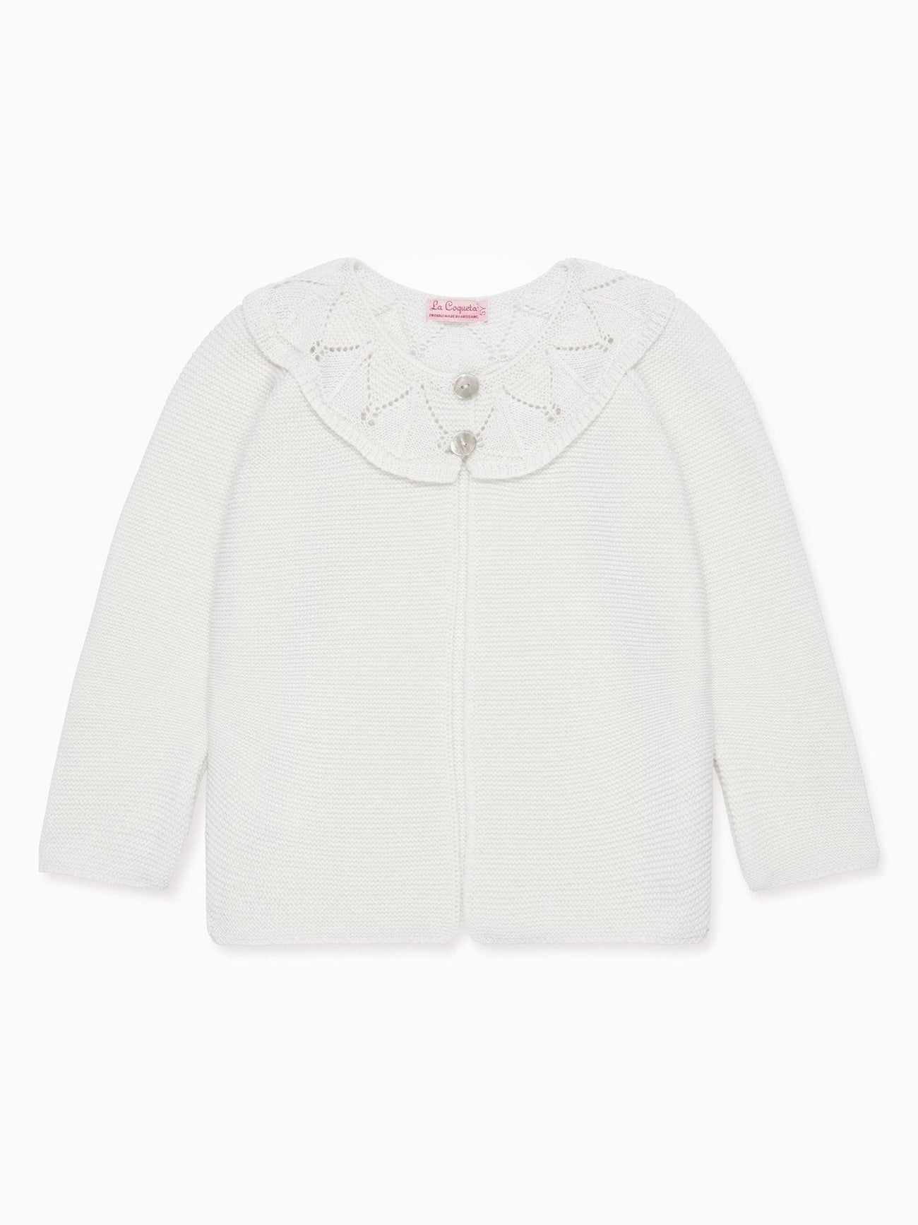 Ivory Baena Merino Girl Cardigan