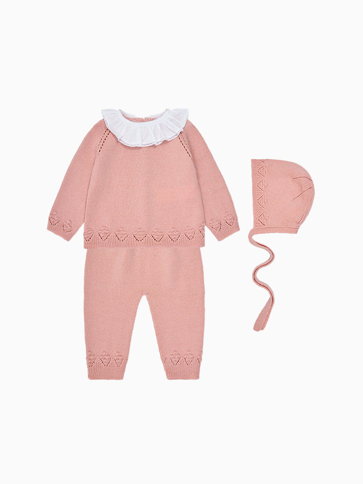 Dusty Pink Baya Merino Baby Girl Knitted Gift Box Set