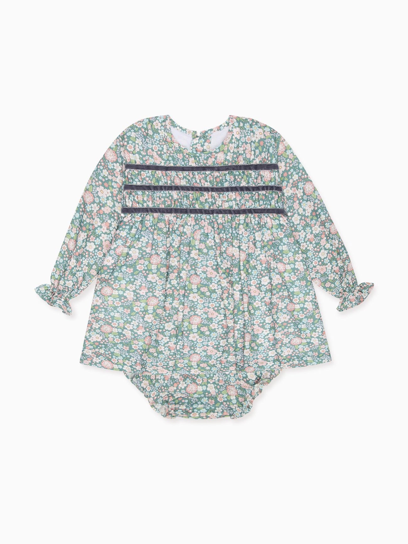 Green Floral Belia Baby Girl Smocked Set