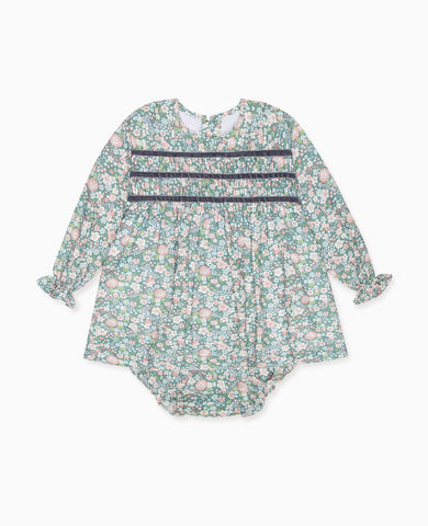 Green Floral Belia Baby Girl Smocked Set