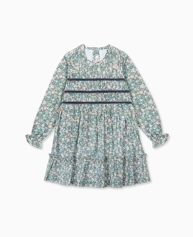 Green Floral Belia Girl Smocked Dress