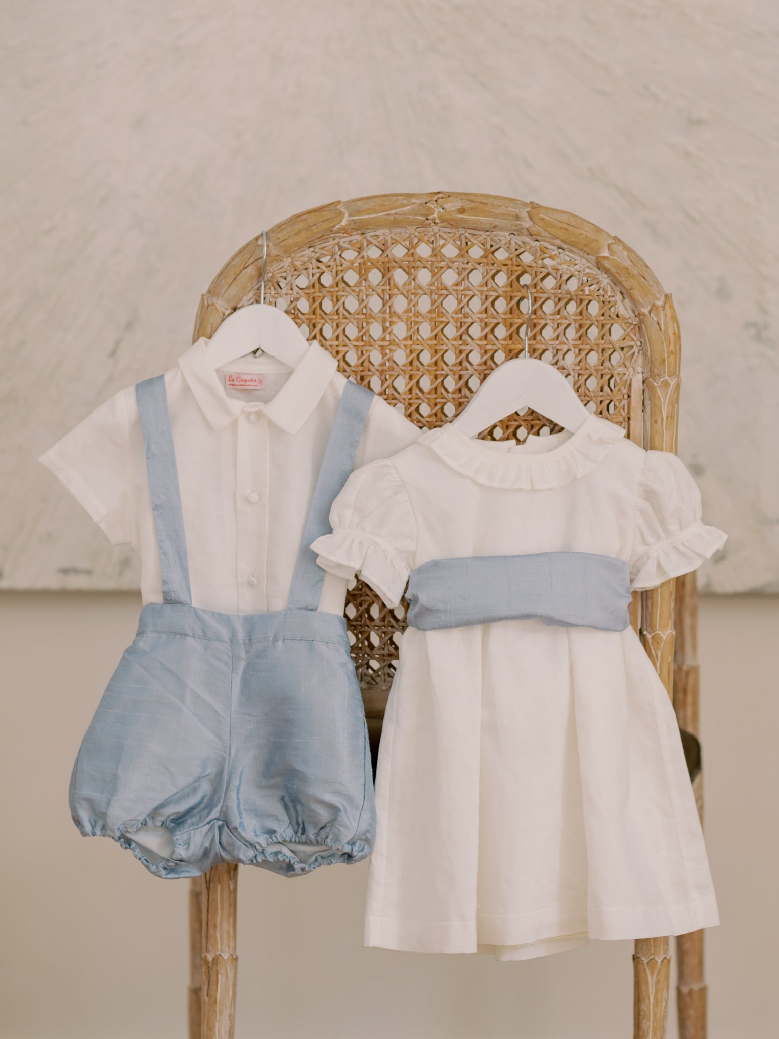 Light Blue Aliso Ceremony Silk Baby Boy Set
