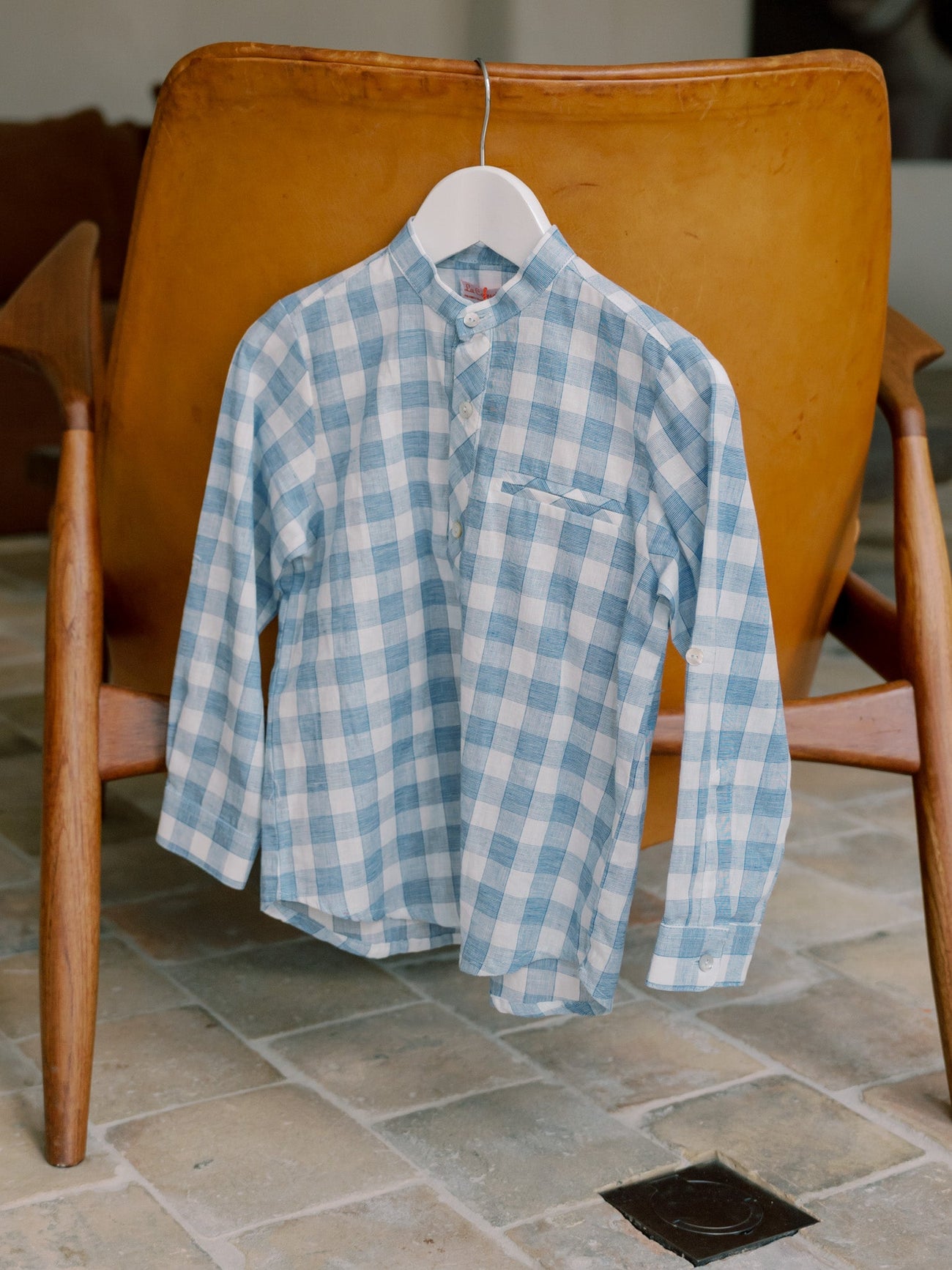 Blue Check Mateo Linen Mix Boy Shirt