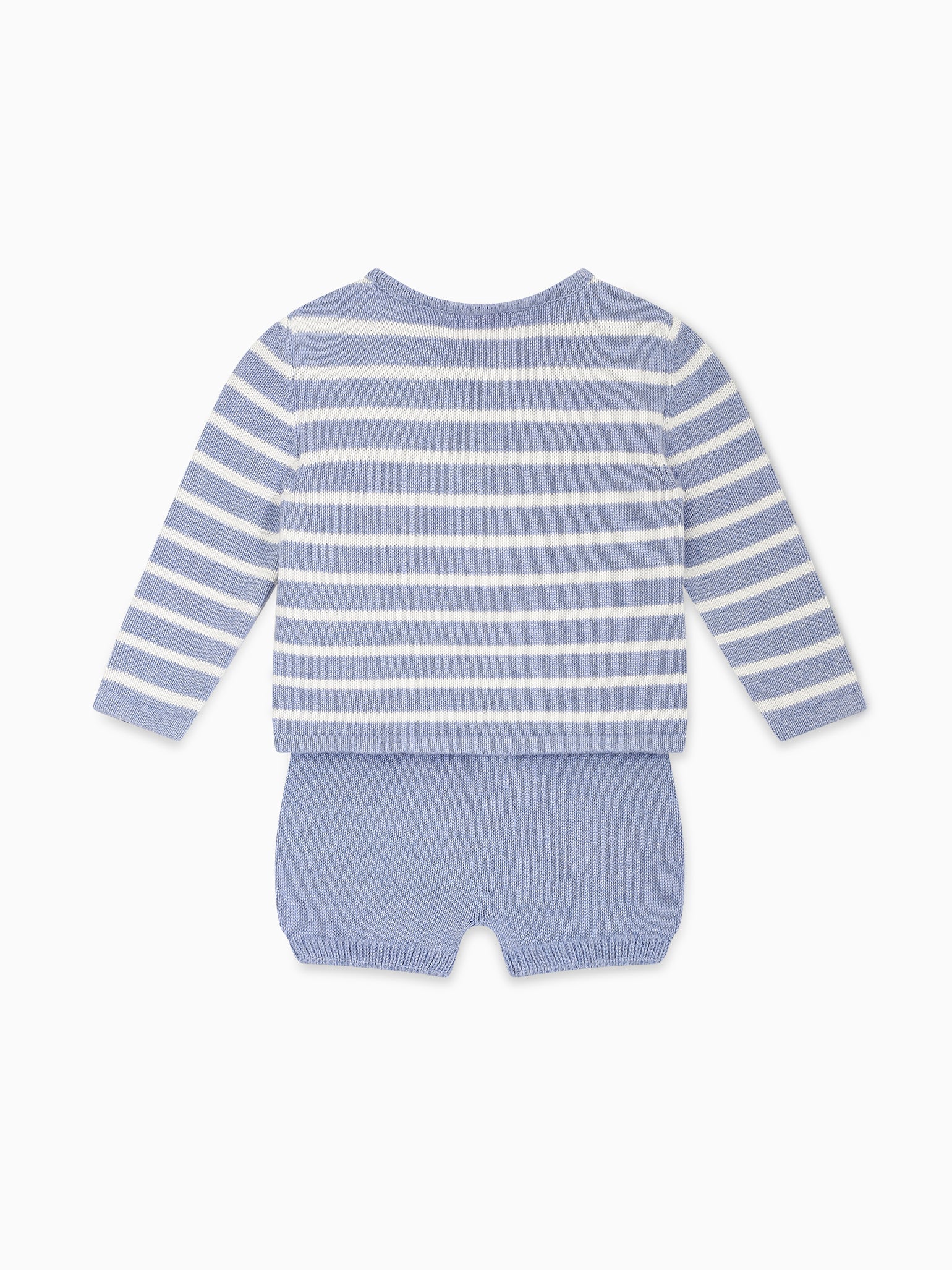 Blue Stripe Laica Cotton Knitted Baby Set