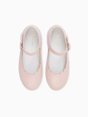Blush Leather Girl Scallop Mary Jane Shoes