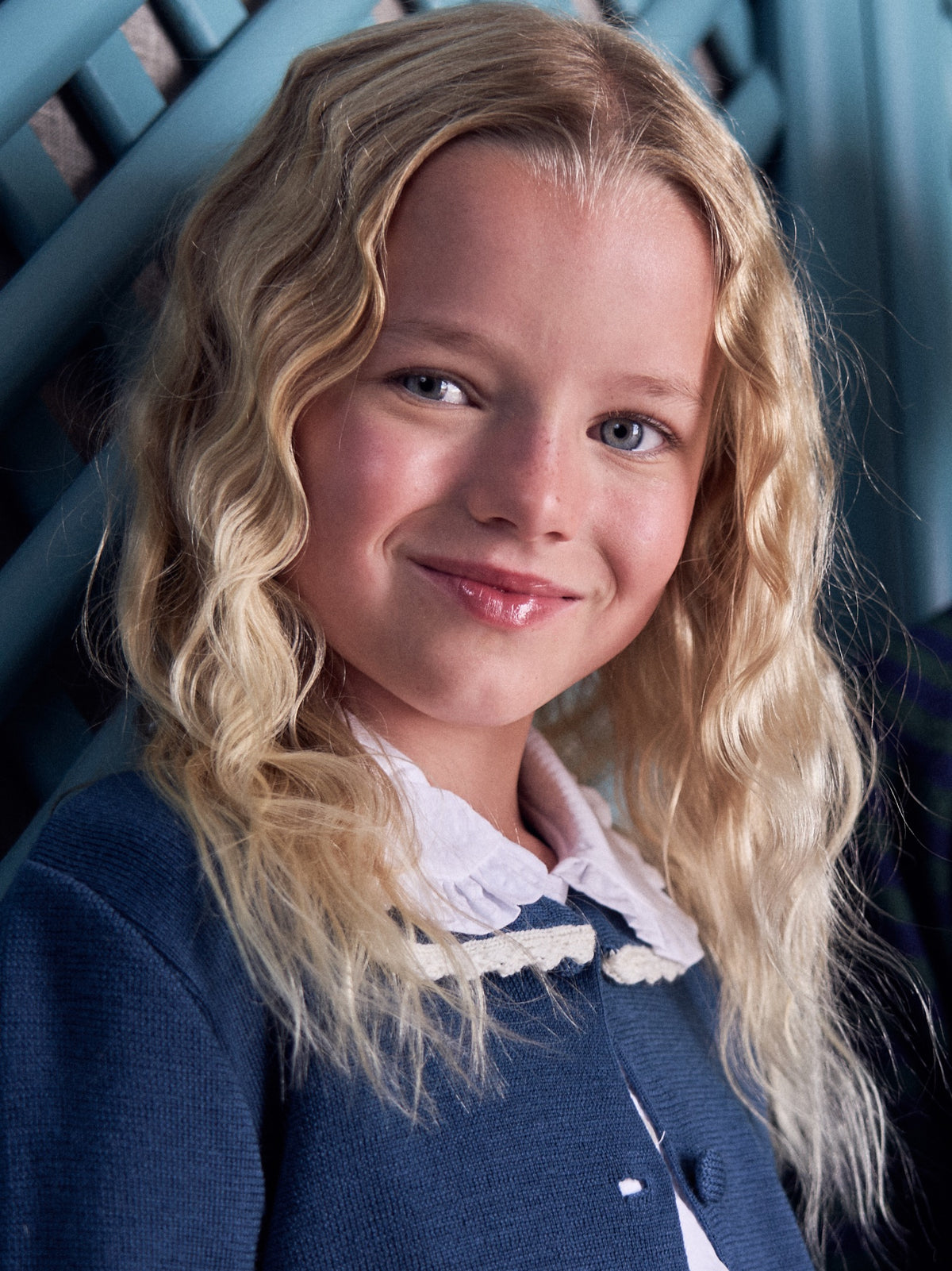 Petrol Blue Eldora Merino Girl Cardigan