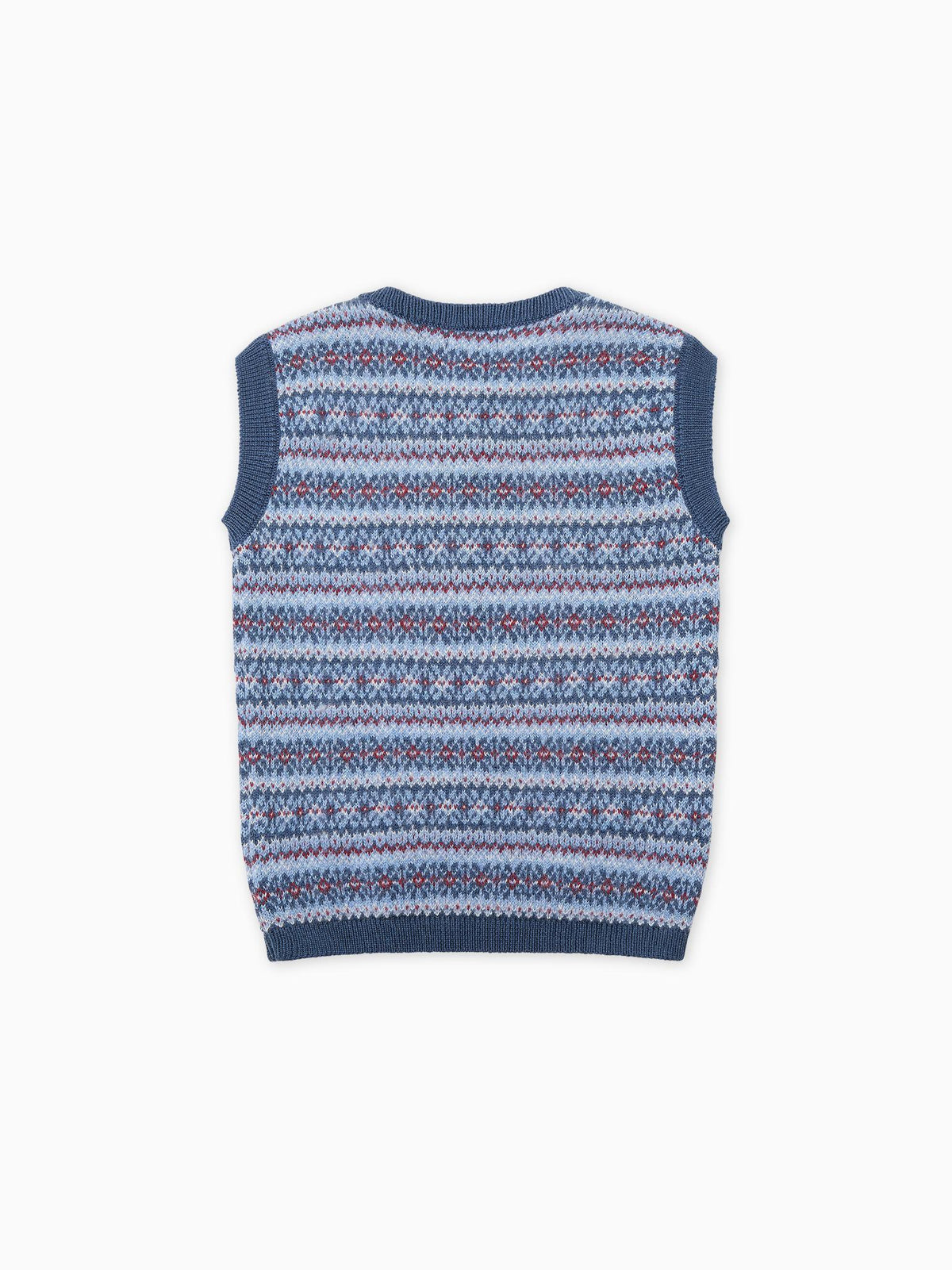 Dusty Blue Bromo Merino Fair Isle Boy Vest