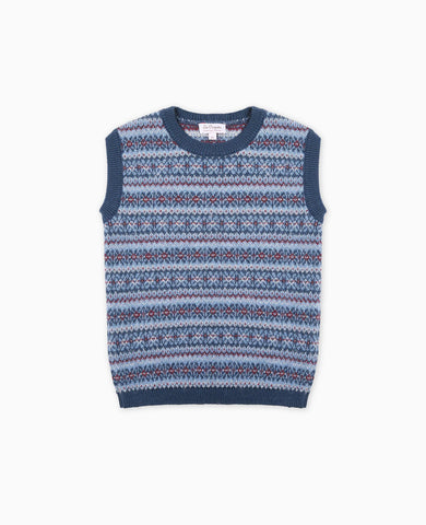 Dusty Blue Bromo Merino Fair Isle Boy Vest