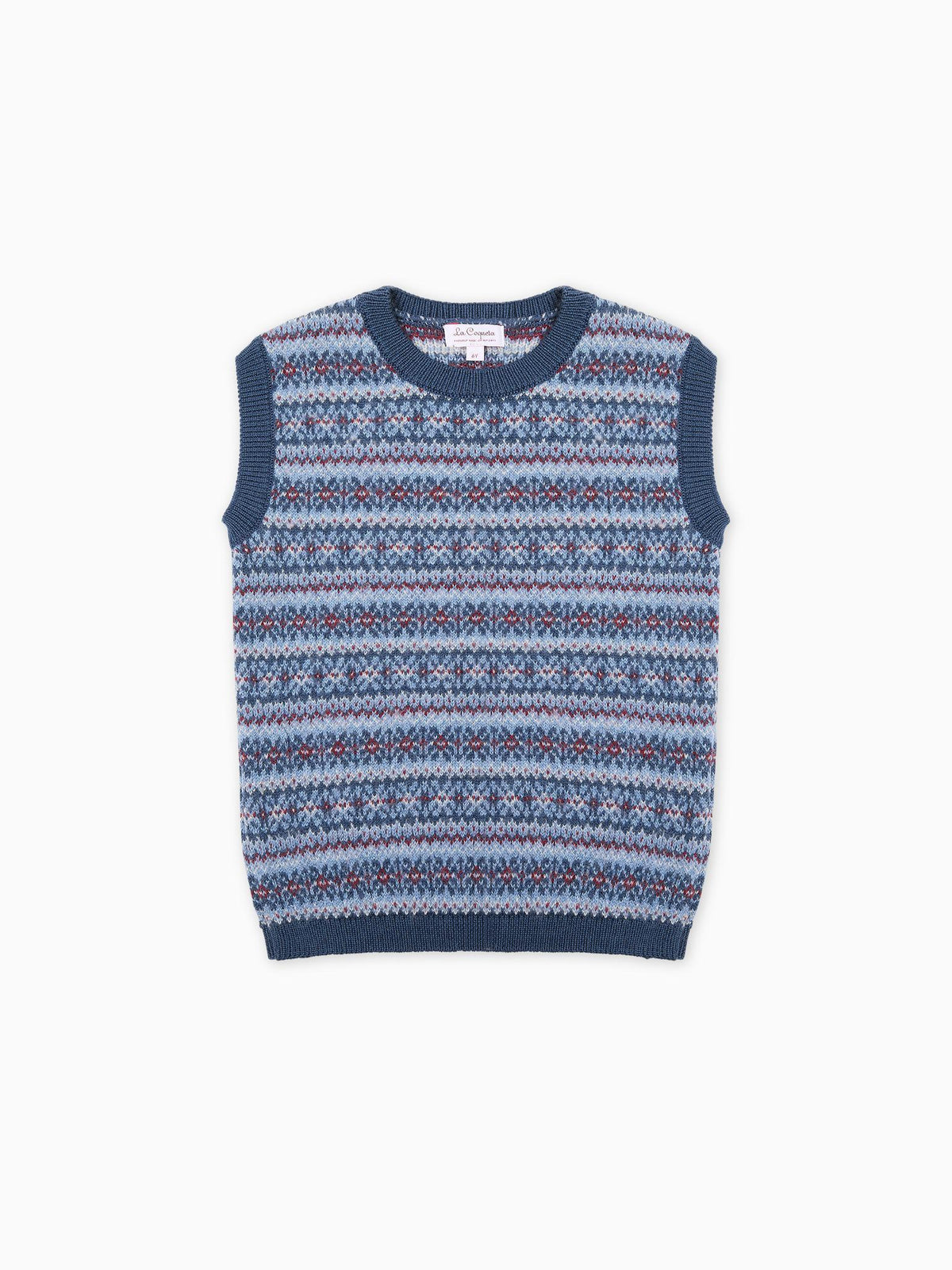 Dusty Blue Bromo Merino Fair Isle Boy Vest
