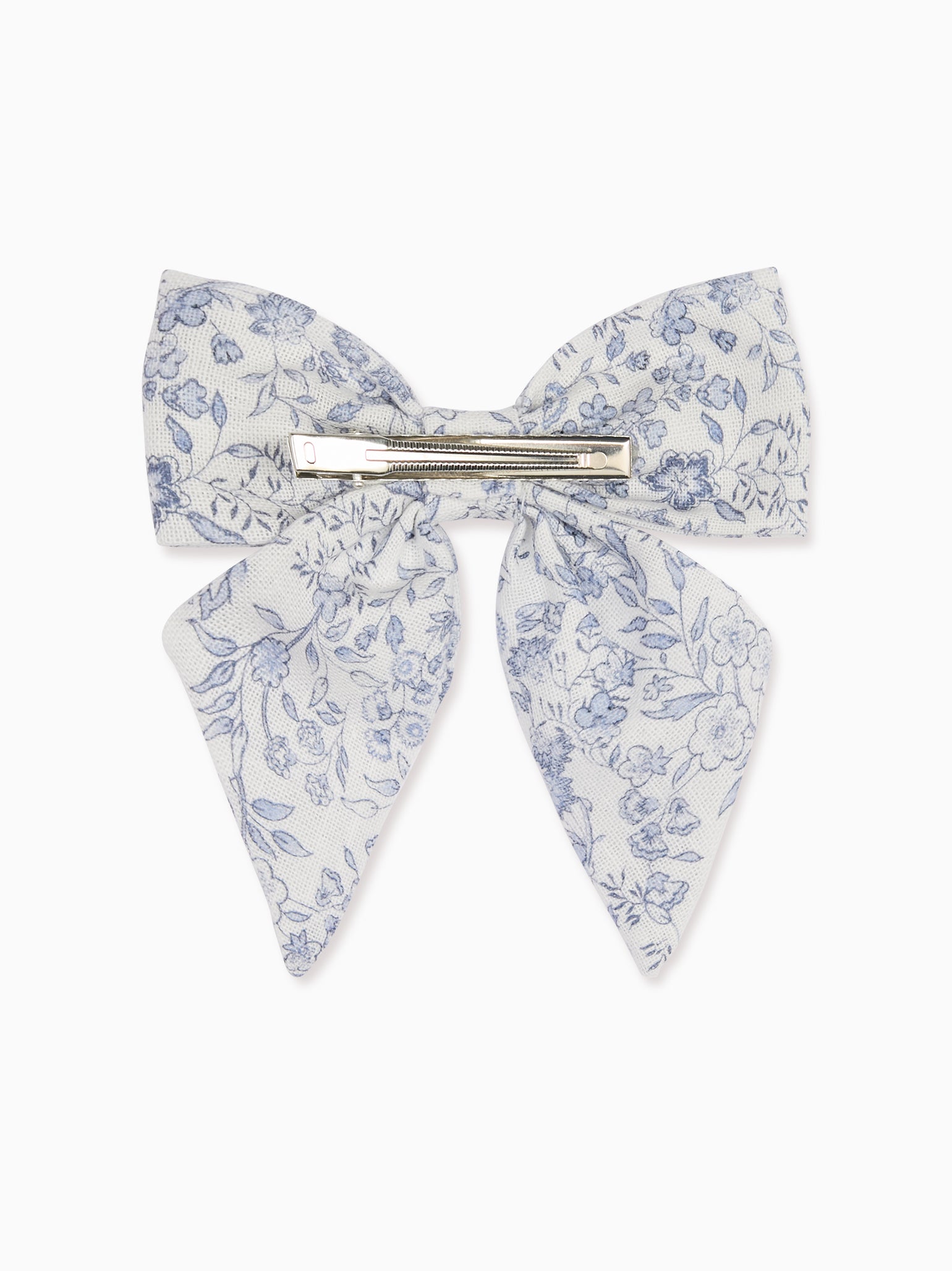 Dark Blue Floral Girl Large Bow Clip