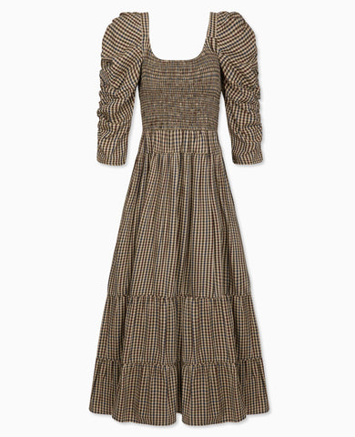 Burgundy Check Ines Womens Long Dress