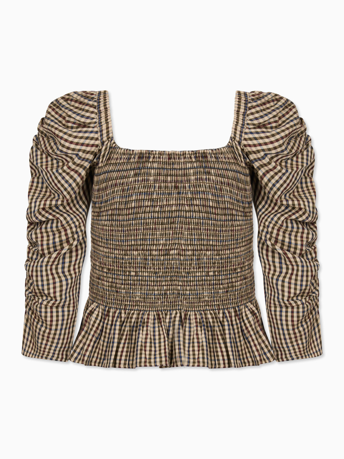 Burgundy Check Isabella Womens Long Sleeve Top