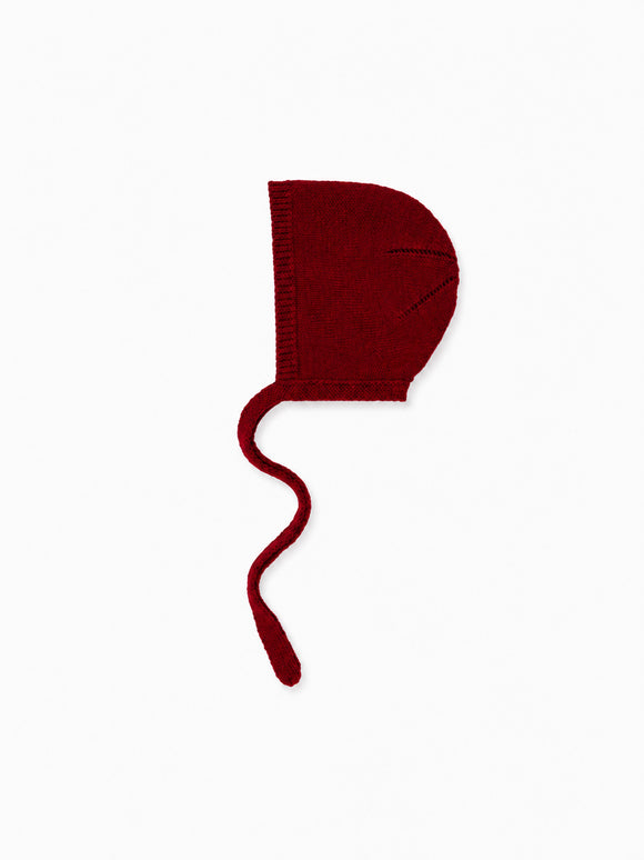 Burgundy Renta Merino Baby Knitted Bonnet