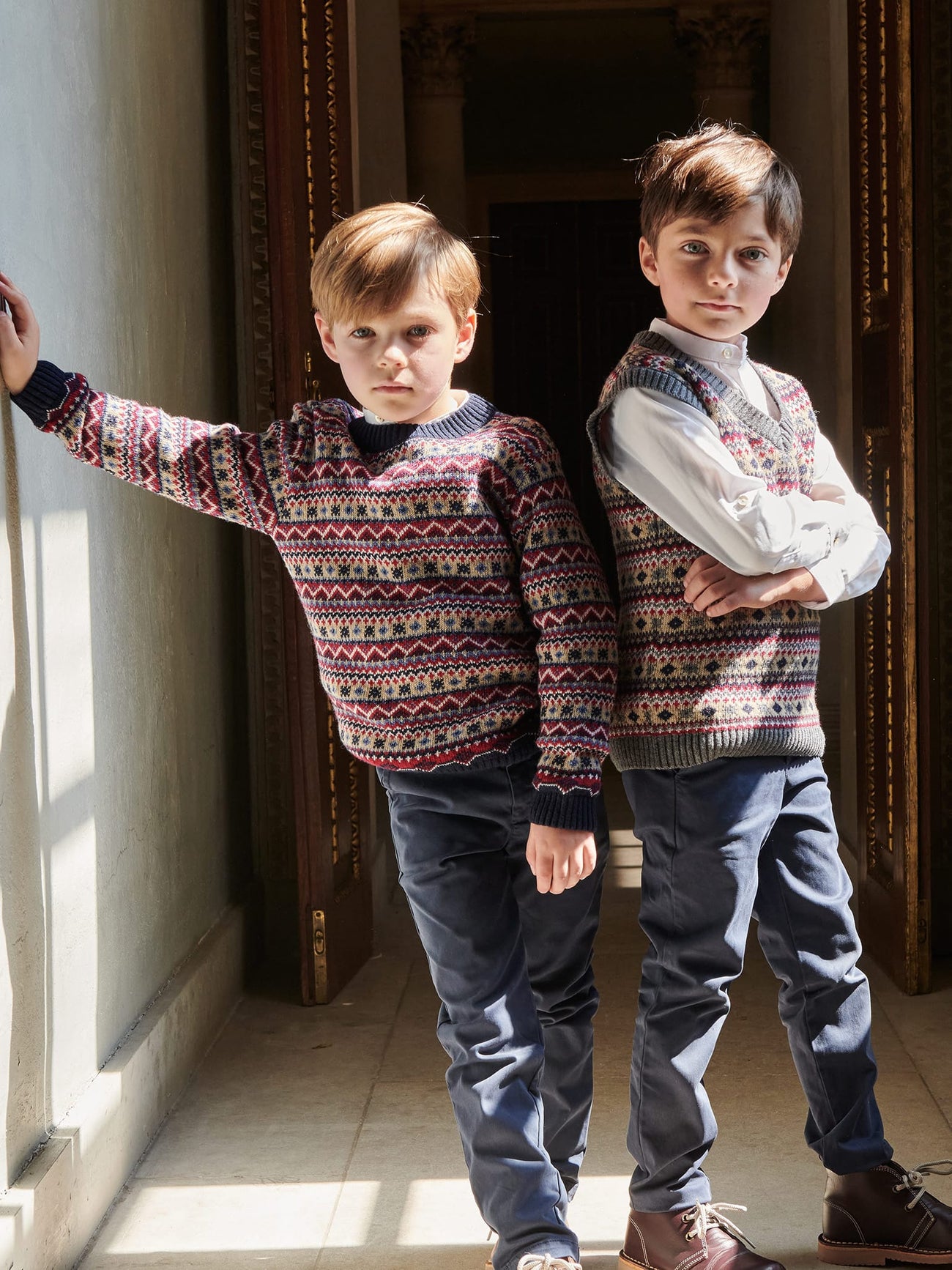 Navy Mirlo Fair Isle Merino Boy Jumper