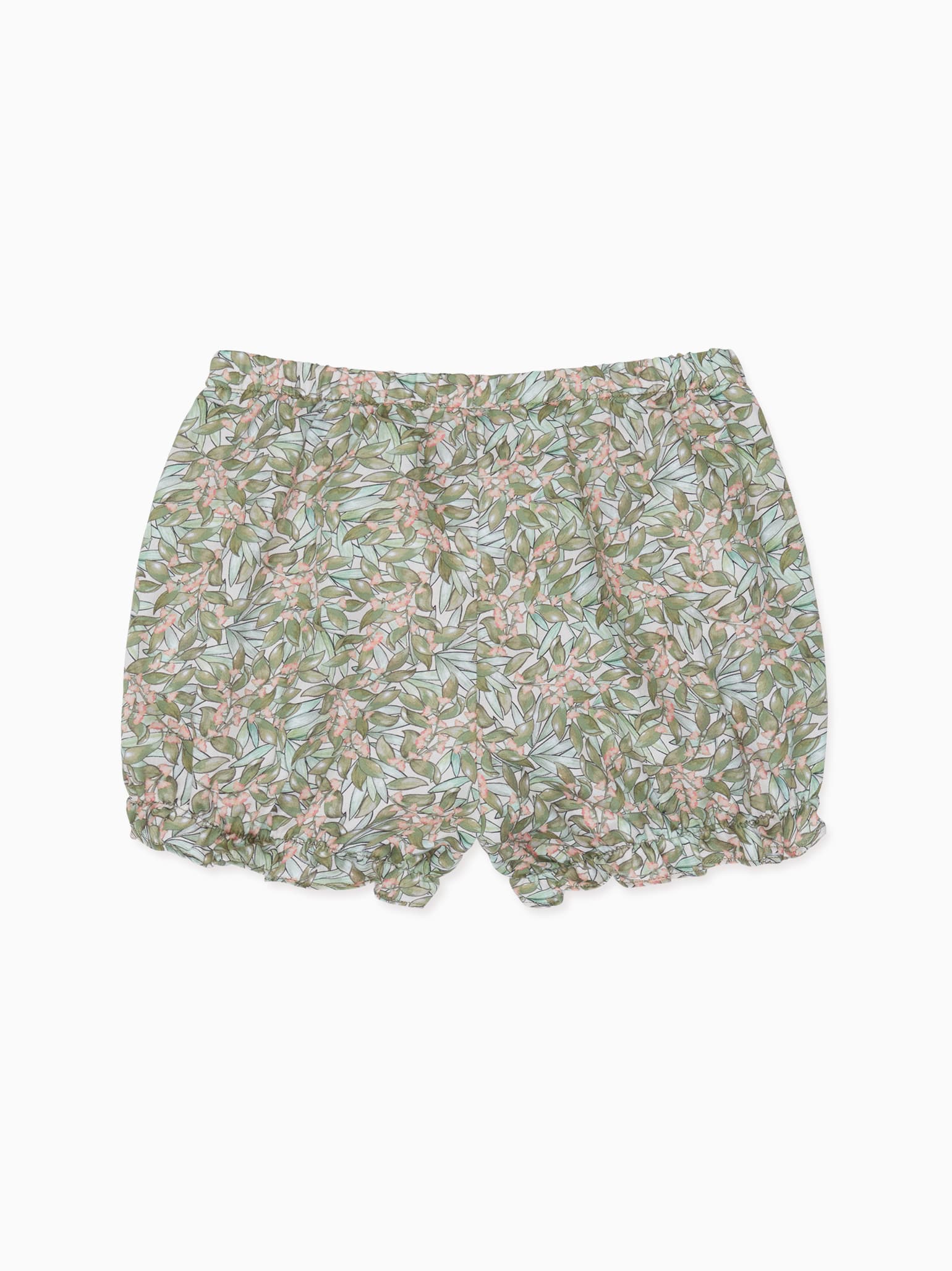 Green Floral Cala Cotton Baby Girl Bloomers